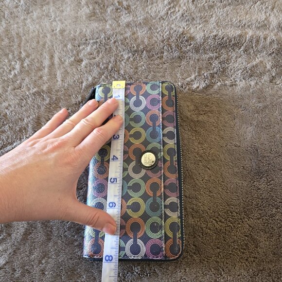 Coach Waverly Coated Canvas Accordion Zip Around Wallet 43628 Navy Card Slot - Picture 9 of 9